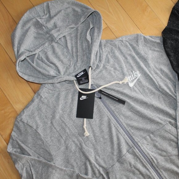 NWT NIKE WOMEN'S PLUS GRAY VINTAGE ZIP UP HOODIE‎ 2X 3X - Picture 1 of 6